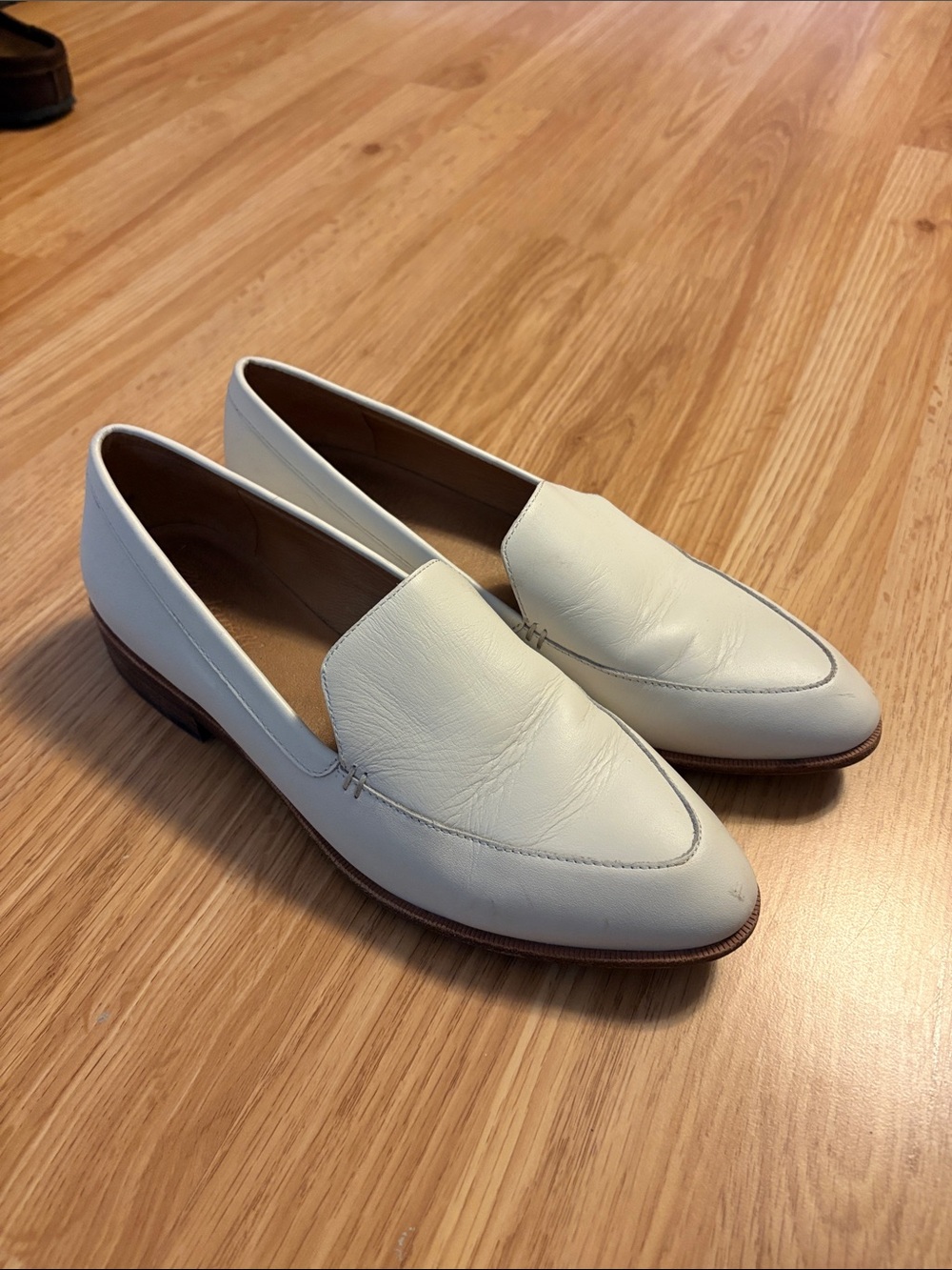 Madewell Women's Cream Leather Slip-On Loafers